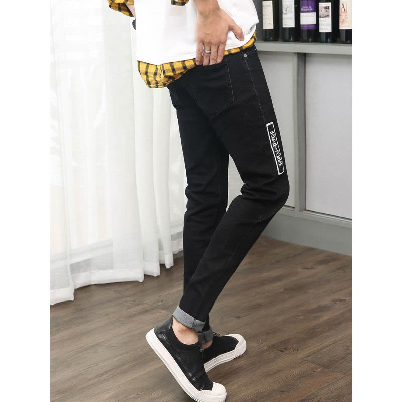 超音狼男装秋季弹力牛仔修身小脚牛仔长裤2018JD-B31图片