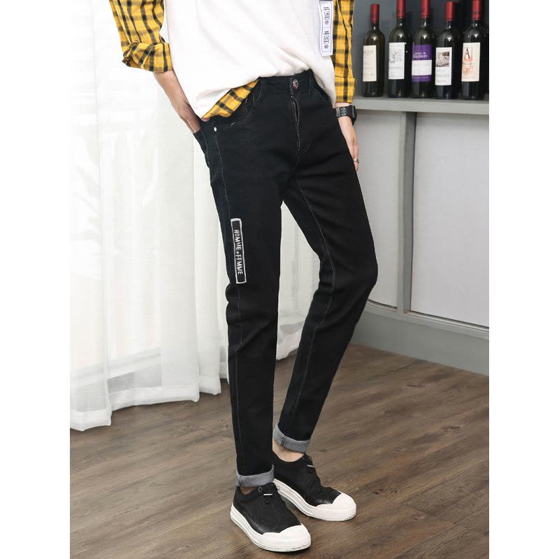 超音狼男装秋季弹力牛仔修身小脚牛仔长裤2018JD-B31图片