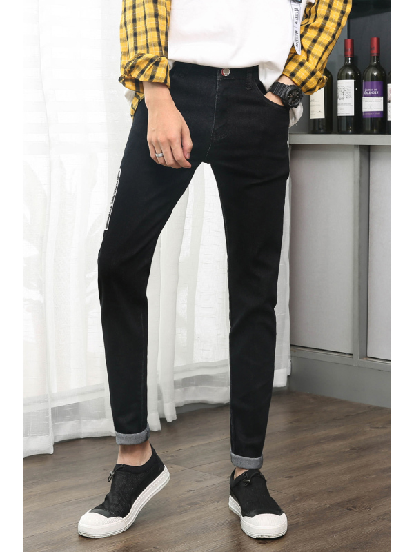 超音狼男装秋季弹力牛仔修身小脚牛仔长裤2018JD-B31