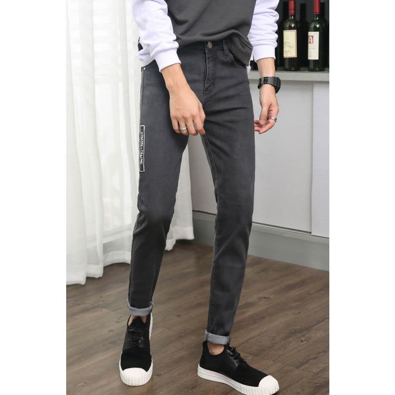 超音狼男装秋季弹力牛仔修身小脚牛仔长裤2018JD-B31图片