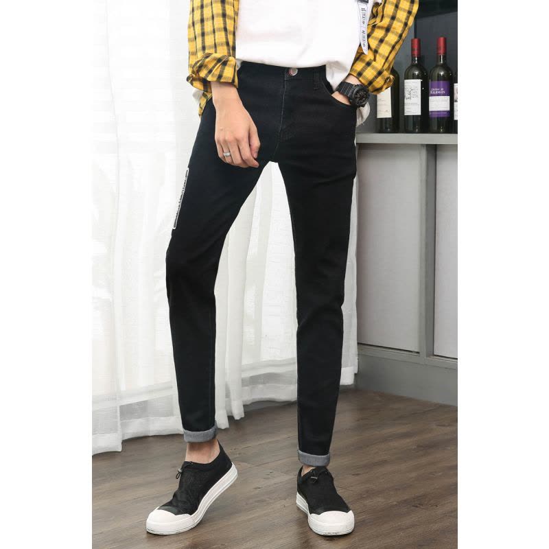 超音狼男装秋季弹力牛仔修身小脚牛仔长裤2018JD-B31图片