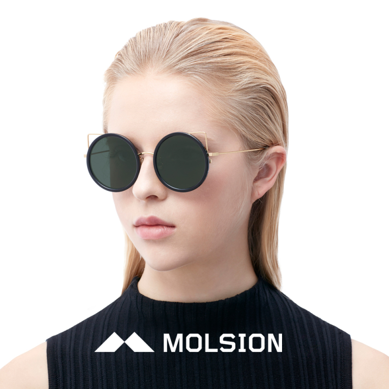 molsion陌森新款杨幂同款太阳镜女墨镜猫眼俏皮圆框ms6006