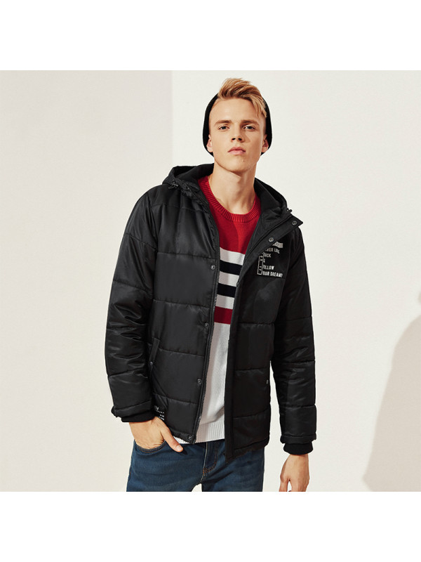 以纯线上品牌2017冬季新品字母印花加厚棉衣男休闲保暖棉服男