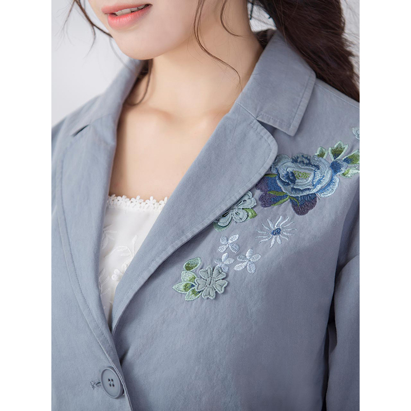 烟花烫苏白2018秋季新款女装气质百搭腰带中长风衣外套 婉洛3810940