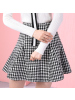 洛诗琳2017秋季新款女简约时尚优雅黑白千鸟格修身呢子A摆半身裙LDOV773020