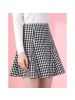 洛诗琳2017秋季新款女简约时尚优雅黑白千鸟格修身呢子A摆半身裙LDOV773020