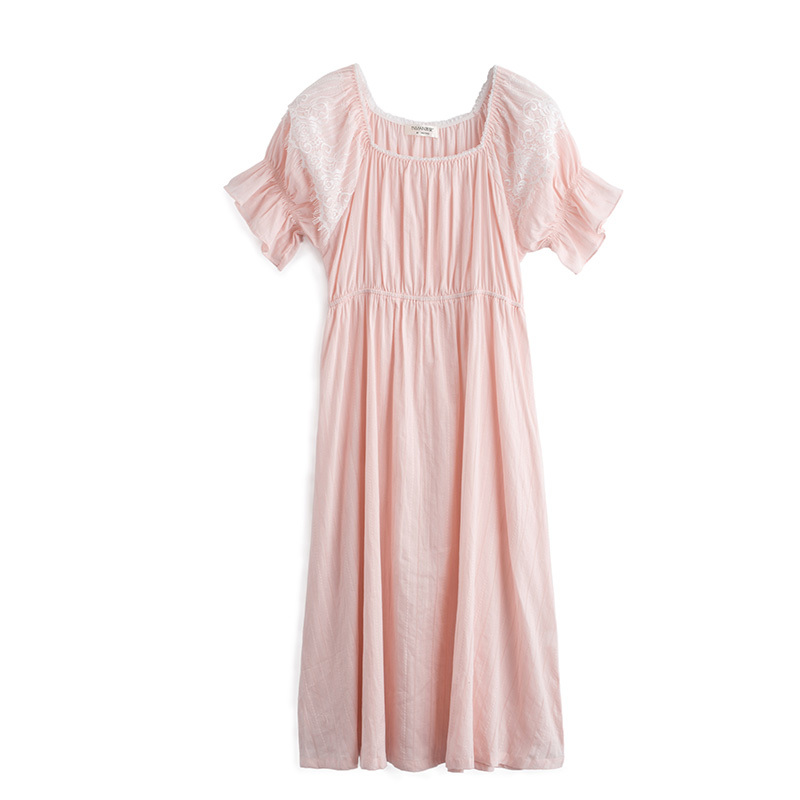 茵曼内衣2017新品甜美公主睡裙蕾丝灯笼袖睡衣家居服9872481027