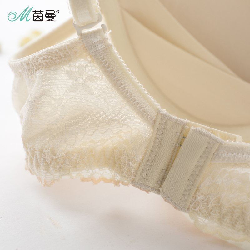 茵曼内衣 一片式光面蕾丝舒适无痕无钢圈聚拢文胸女