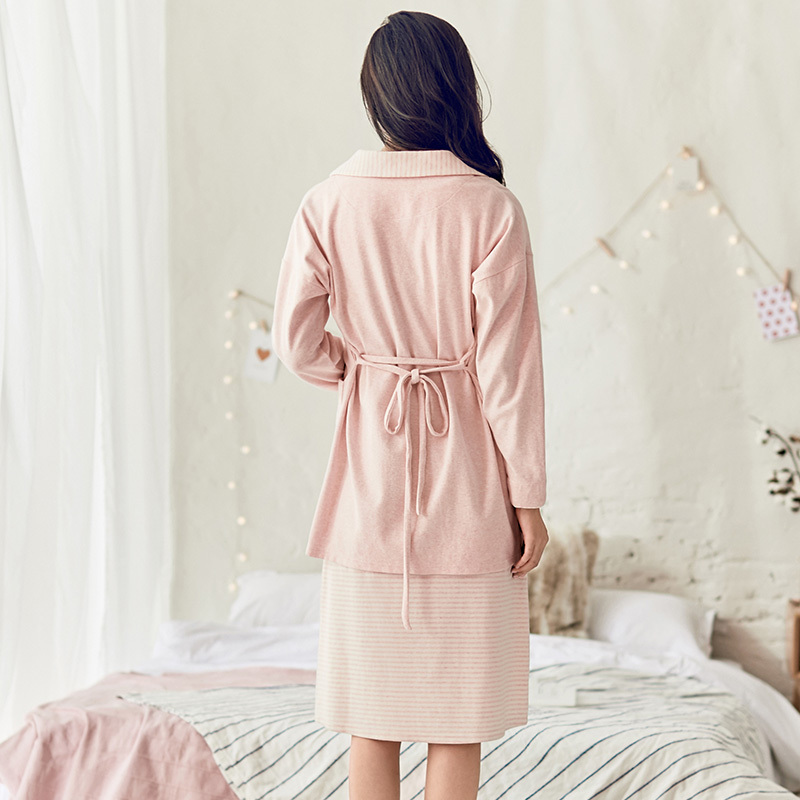 INMAN/茵曼茵曼内衣 长袖睡裙两件套家居服套装女春秋98734830423