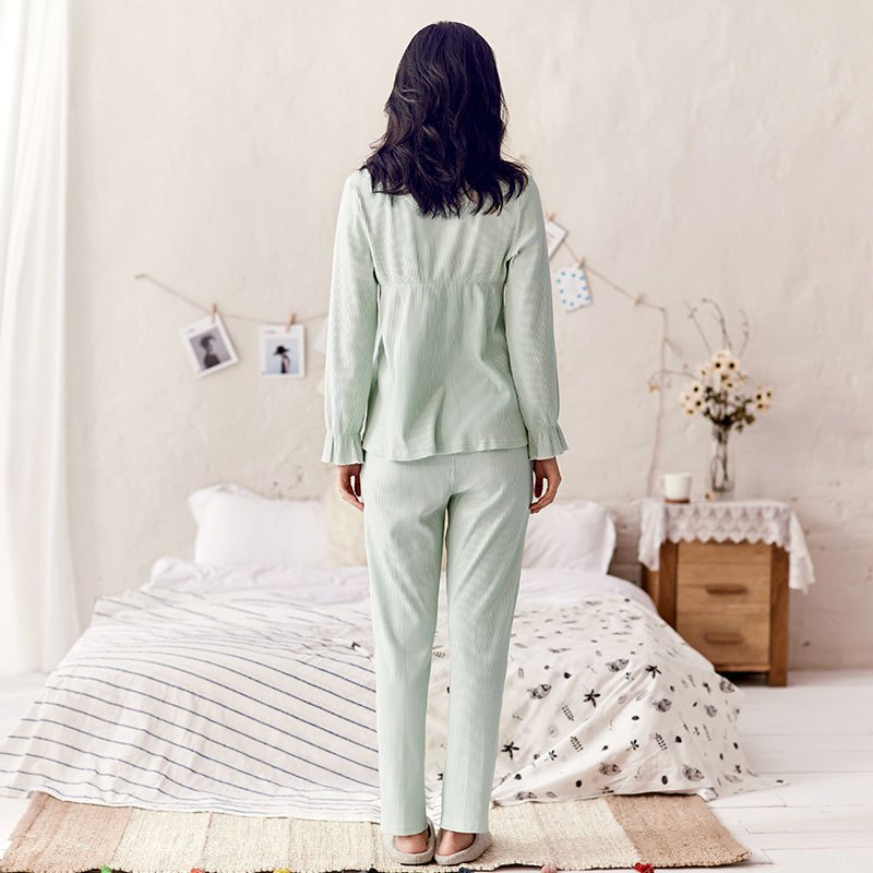 茵曼内衣 两件套甜美蕾丝 针织荷叶边直筒家居服套装 98734830408