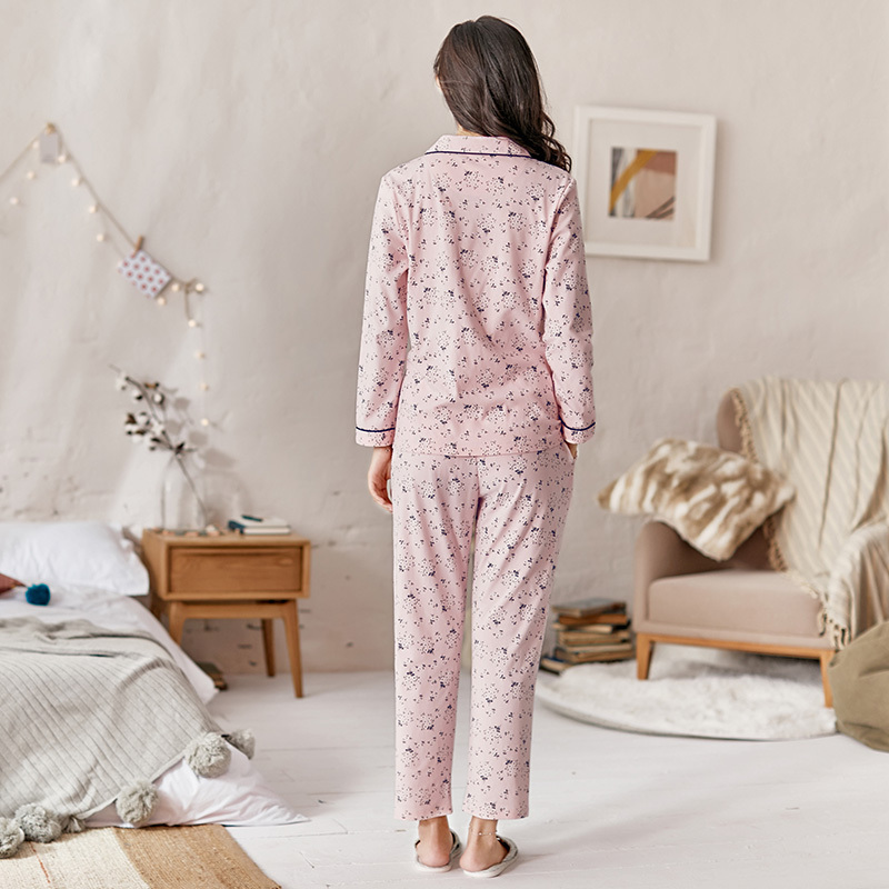 茵曼内衣 甜美碎花翻领可外穿睡衣家居服套装女秋冬 98734830436