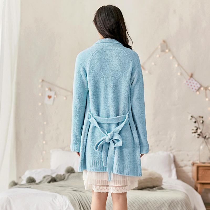 茵曼内衣 舒适系带糖果色保暖睡衣家居服外套女秋 98744830444