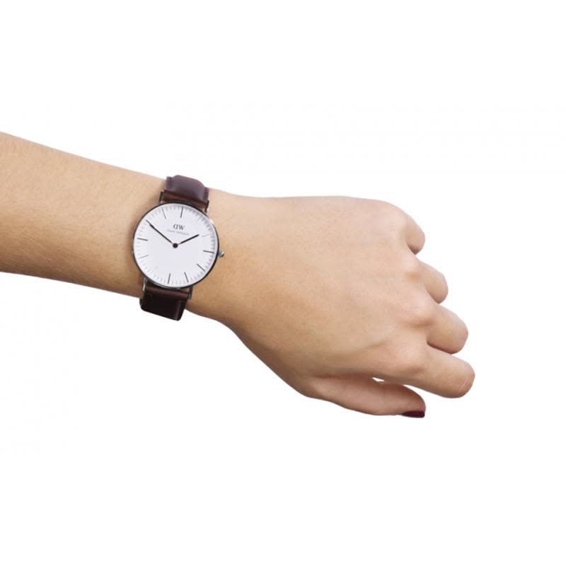 丹尼尔惠灵顿手表DW女表36mm银色边皮带超薄女士石英手表0611DW图片