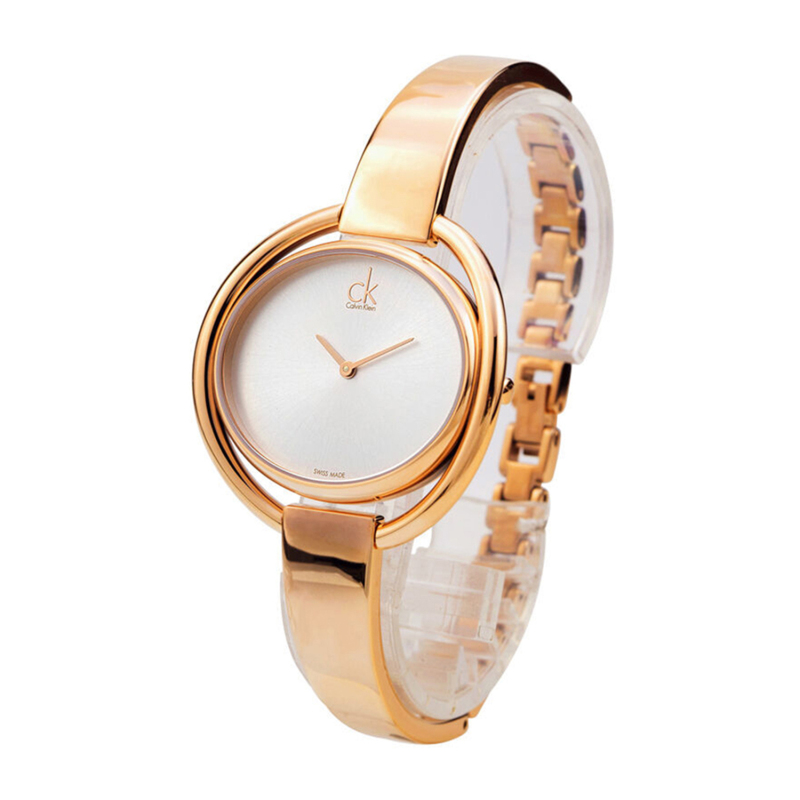 卡文克莱ck手表女士新款休闲玫瑰金色防水时尚潮流手镯钢带石英表k4f2