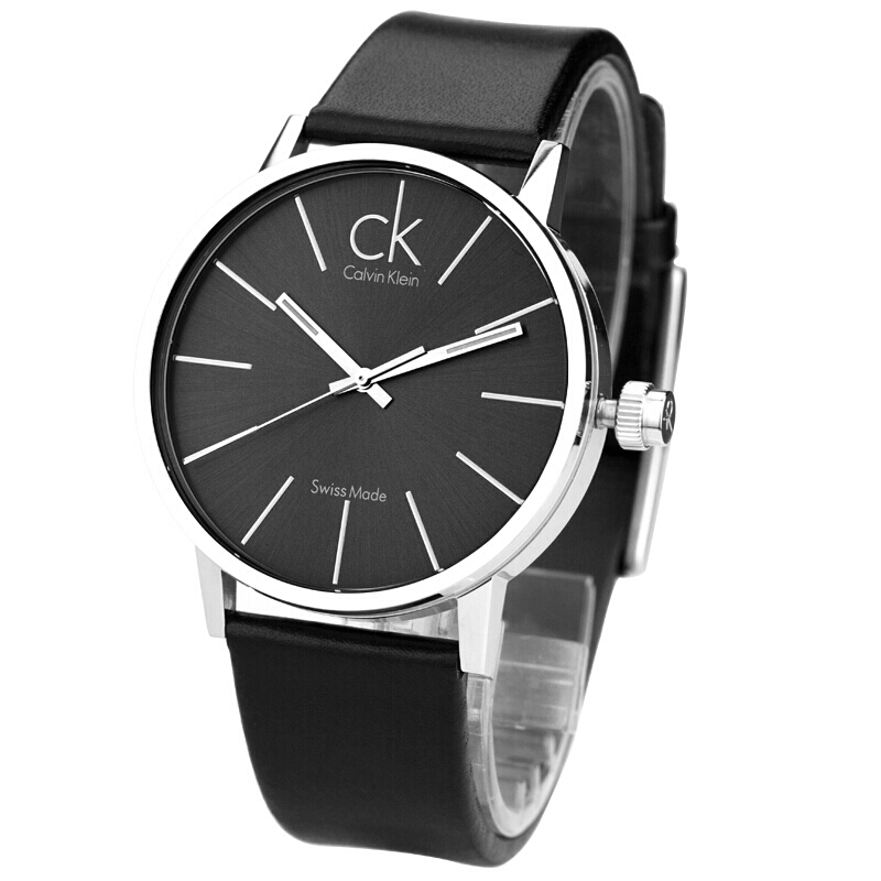 CK卡文克莱（Calvin Klein）手表男表石英表 灰盘黑带中码K7621107 黑色