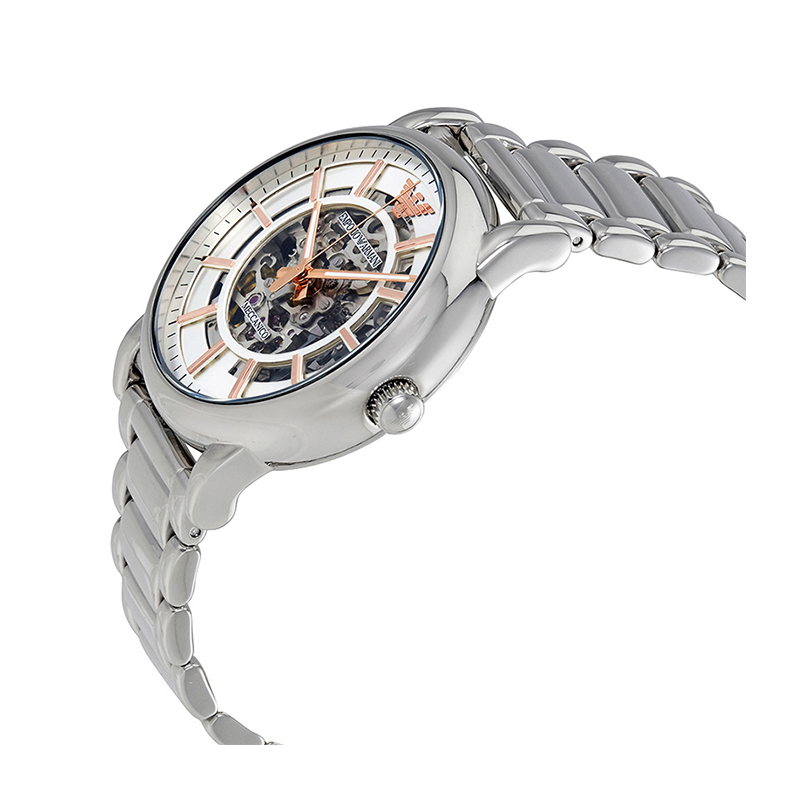 阿玛尼 男士手表全自动机械表镂空 新款机械表 男款ar1980 银色