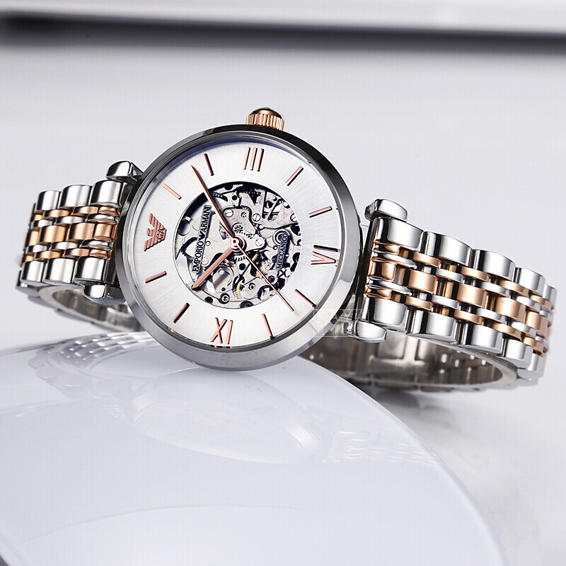 阿玛尼女士手表手动机械表镂空新款机械表女款ar1992金色