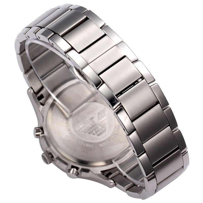 阿玛尼armani三眼六针圆盘钢带石英男士腕表ar2458银色