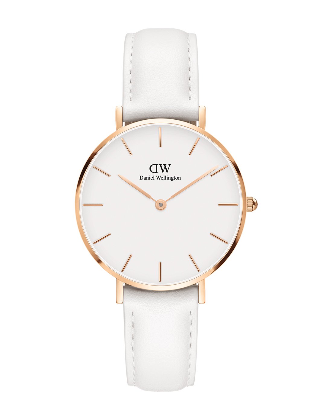 丹尼尔惠灵顿DW女表32mm玫瑰金色边白盘皮带女士手表学生手表 DW00100189 白色
