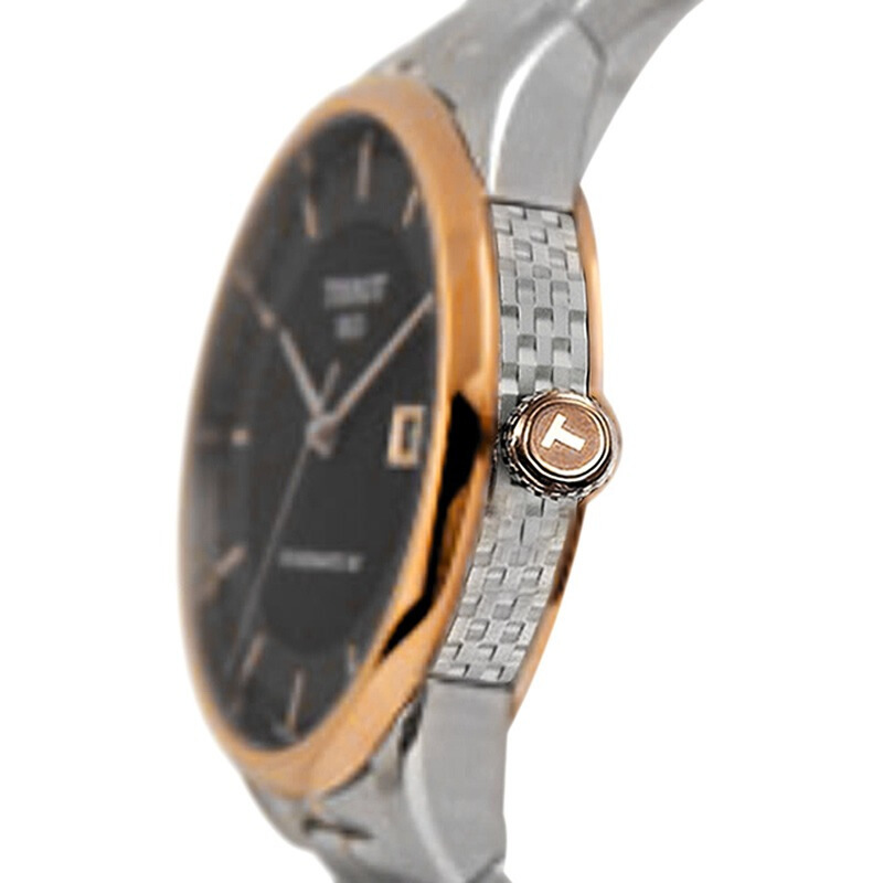 天梭tissot手表豪致系列机械男表银色