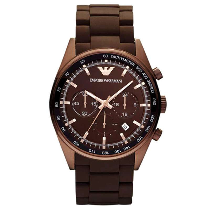 阿玛尼armani男士手表商务休闲三眼石英时尚计时男表ar5982棕色