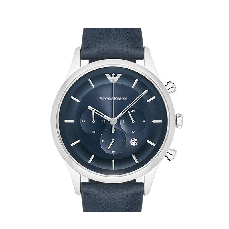 阿玛尼armani手表日历显示时尚钢带男士石英腕表ar11018蓝色