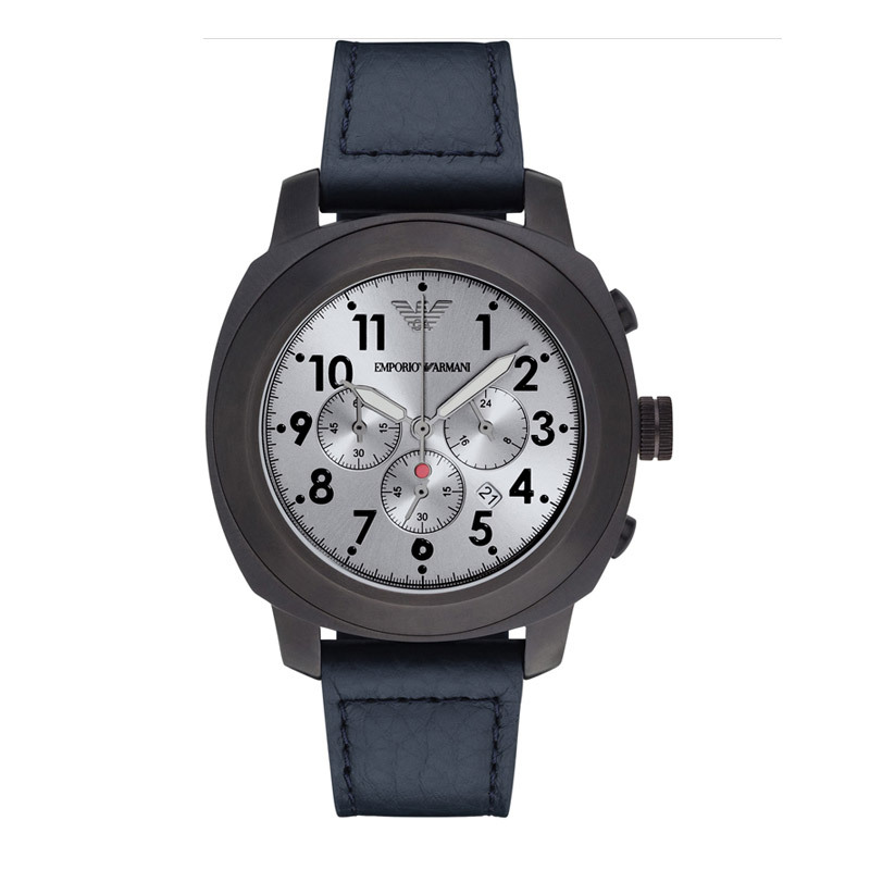 阿玛尼时尚石英男表皮带日历男士腕表ar6086蓝带