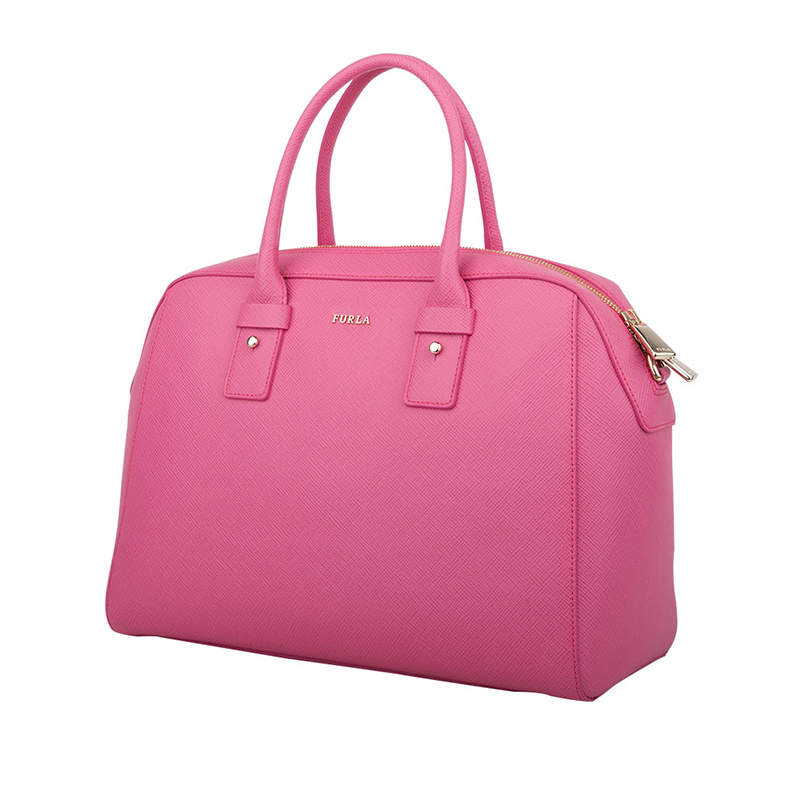 FURLA ALLEGRA可调节肩带纯色十字纹牛皮手提斜挎包