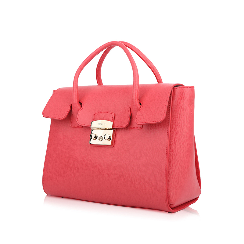 FURLA/芙拉 METROPOLIS翻盖荔枝纹牛皮大号女士手提斜挎包 BGZ8ARE
