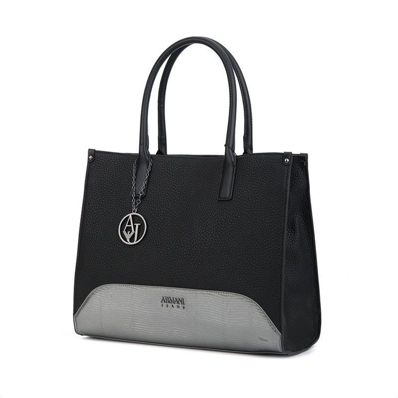ARMANI JEANS LOGO挂件拼接女士手提包 9223447A822