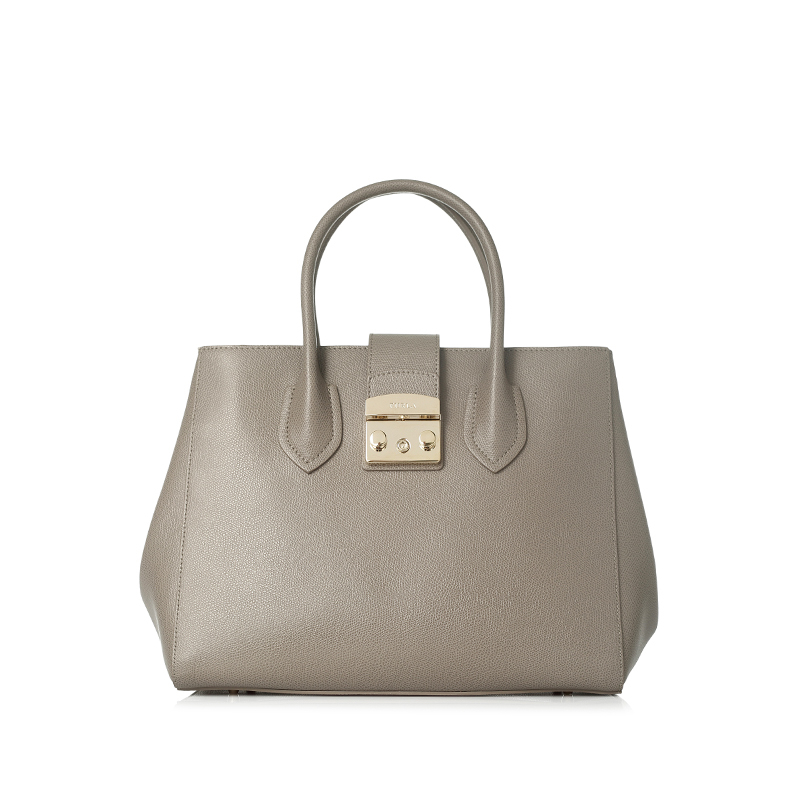 FURLA芙拉 搭扣纯色牛皮中号女士手提包