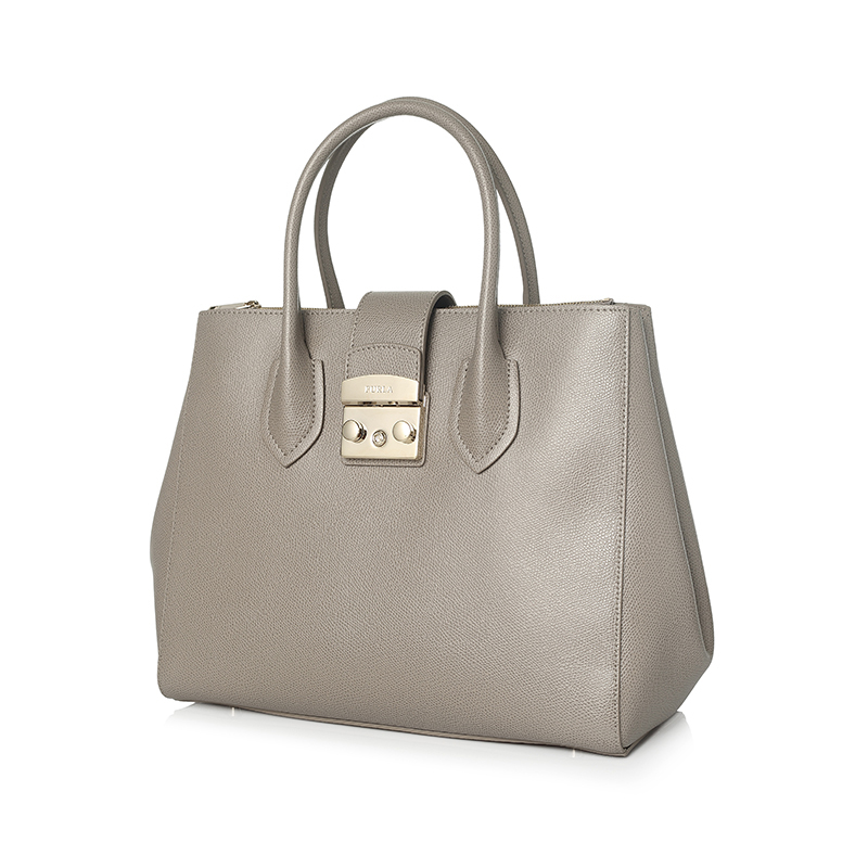 FURLA芙拉 搭扣纯色牛皮中号女士手提包