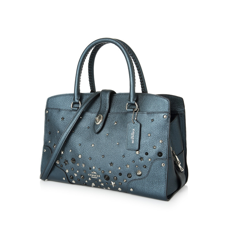 Coach蔻驰 MERCER SATCHEL 30星星铆钉旋锁女士手提斜挎包 59497SVBL9F