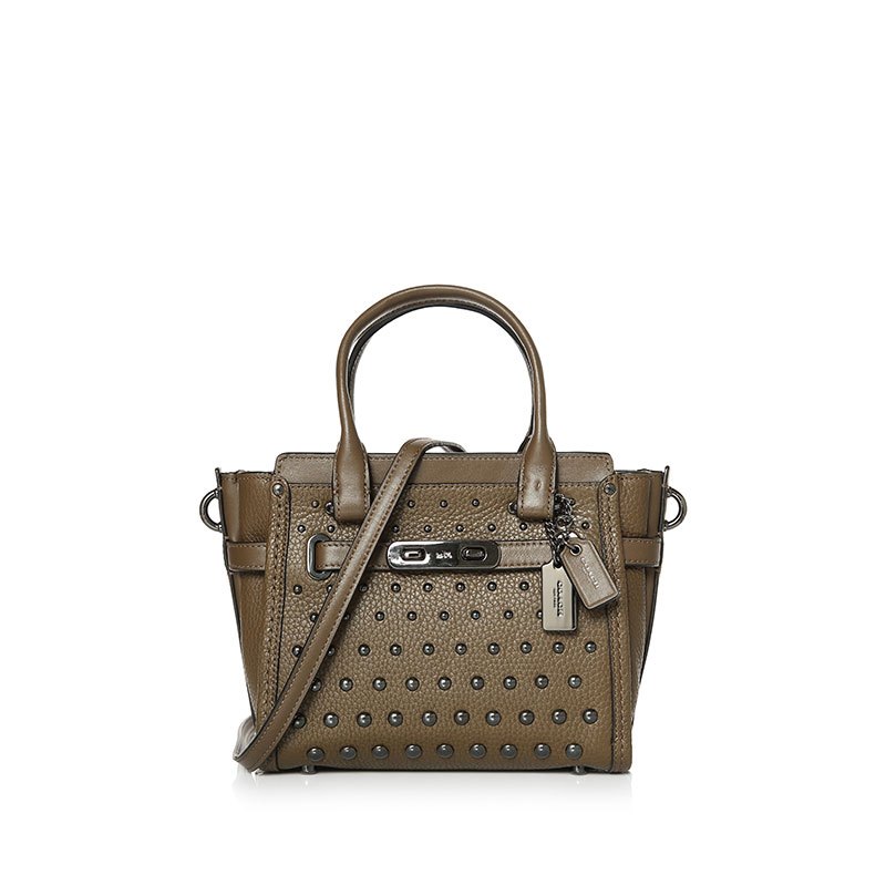 Coach蔻驰 SWAGGER双旋锁铆钉装饰女士手提斜挎包 57696DKLIQF