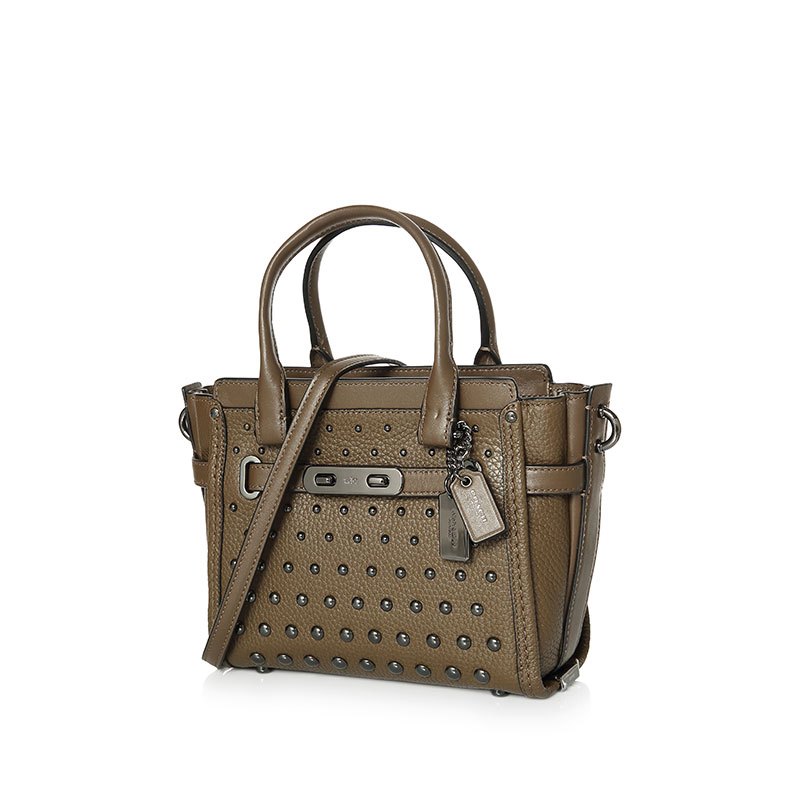 Coach蔻驰 SWAGGER双旋锁铆钉装饰女士手提斜挎包 57696DKLIQF