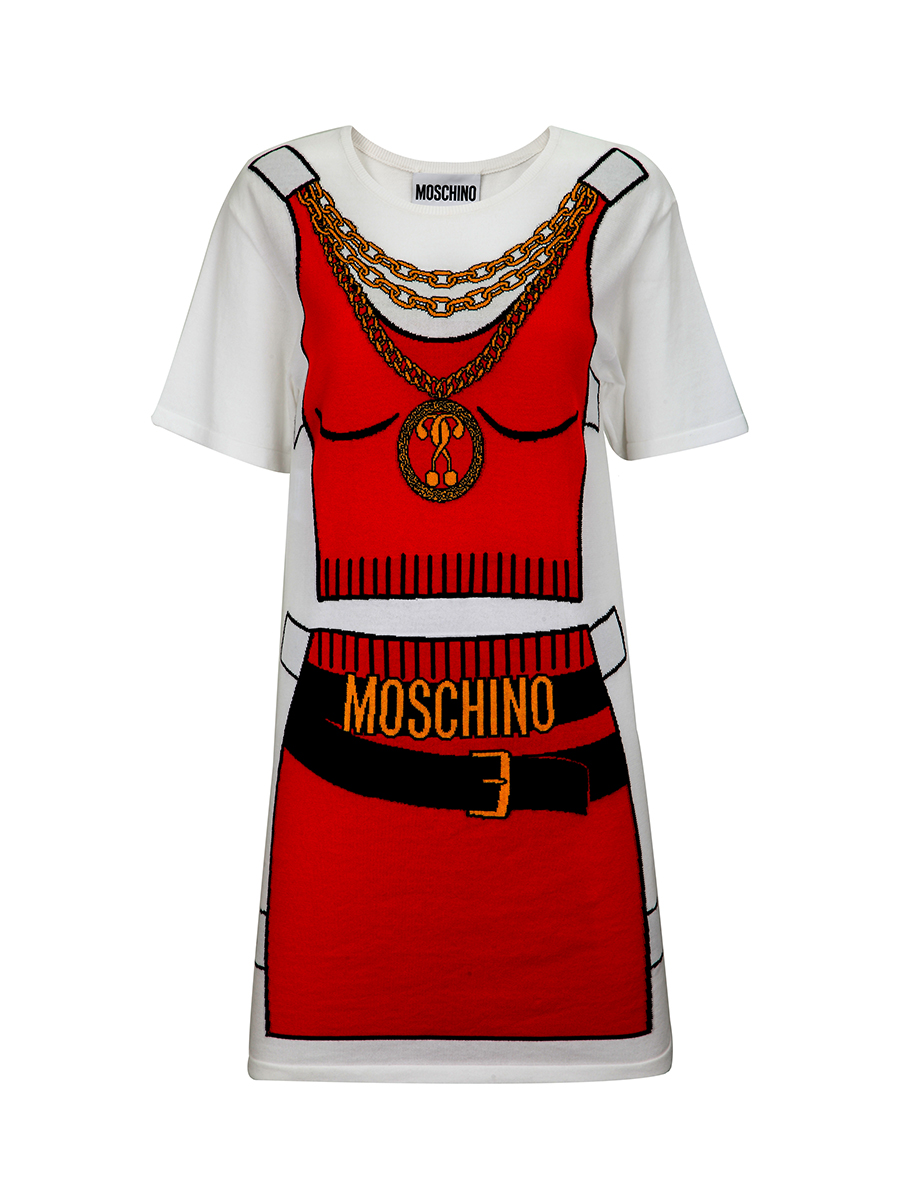 Moschino莫斯奇诺 纯棉圆领印花女士连衣裙 A049204007001