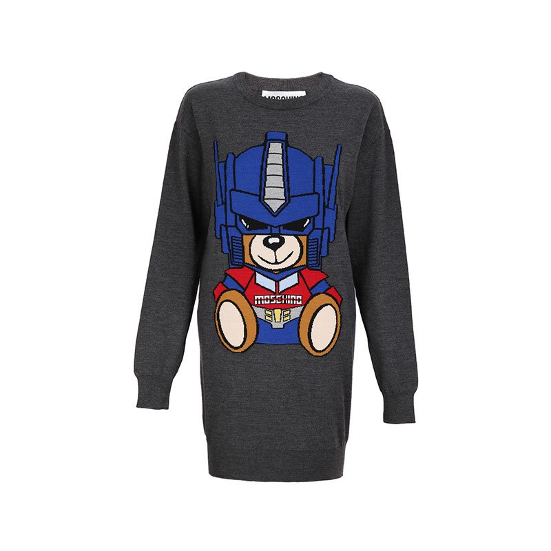 MOSCHINO 变形金刚卡通印花女士长款针织衫 V04925501-1
