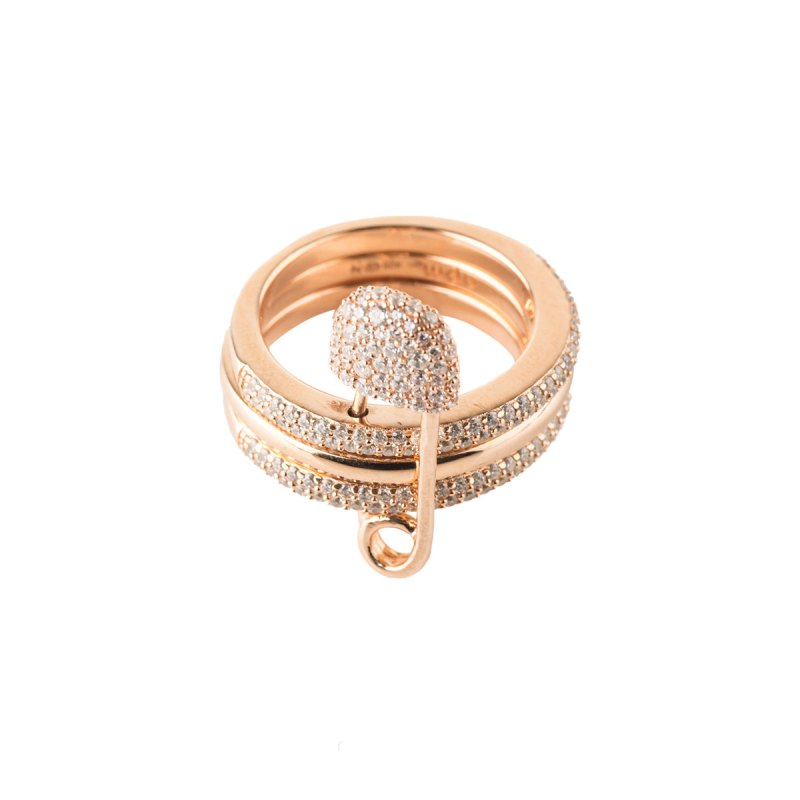 apmmonaco双层镶晶钻别针装饰戒指r17064oxrosegold