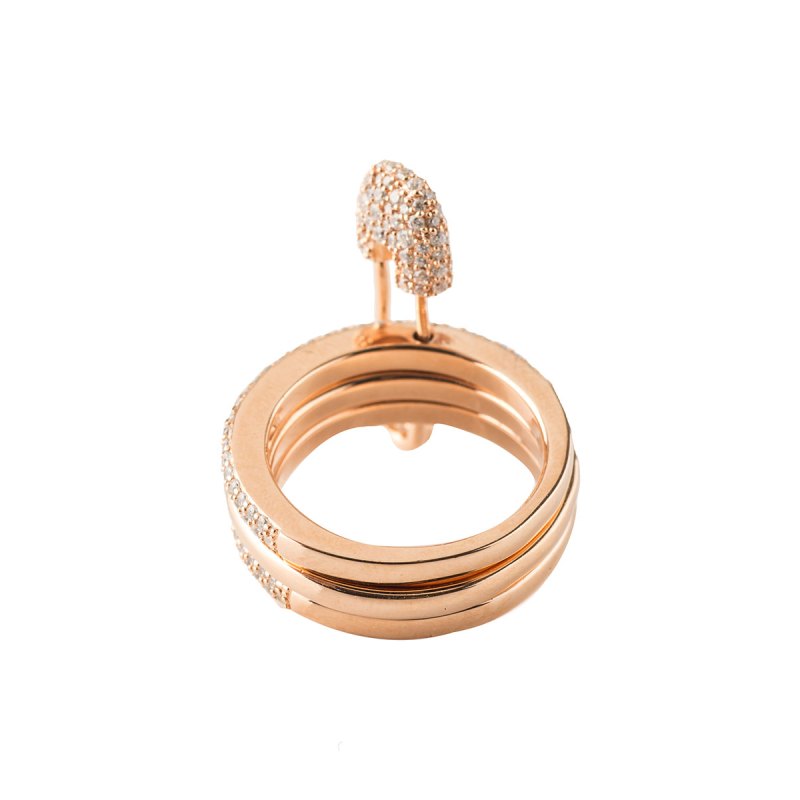 apmmonaco双层镶晶钻别针装饰戒指r17064oxrosegold