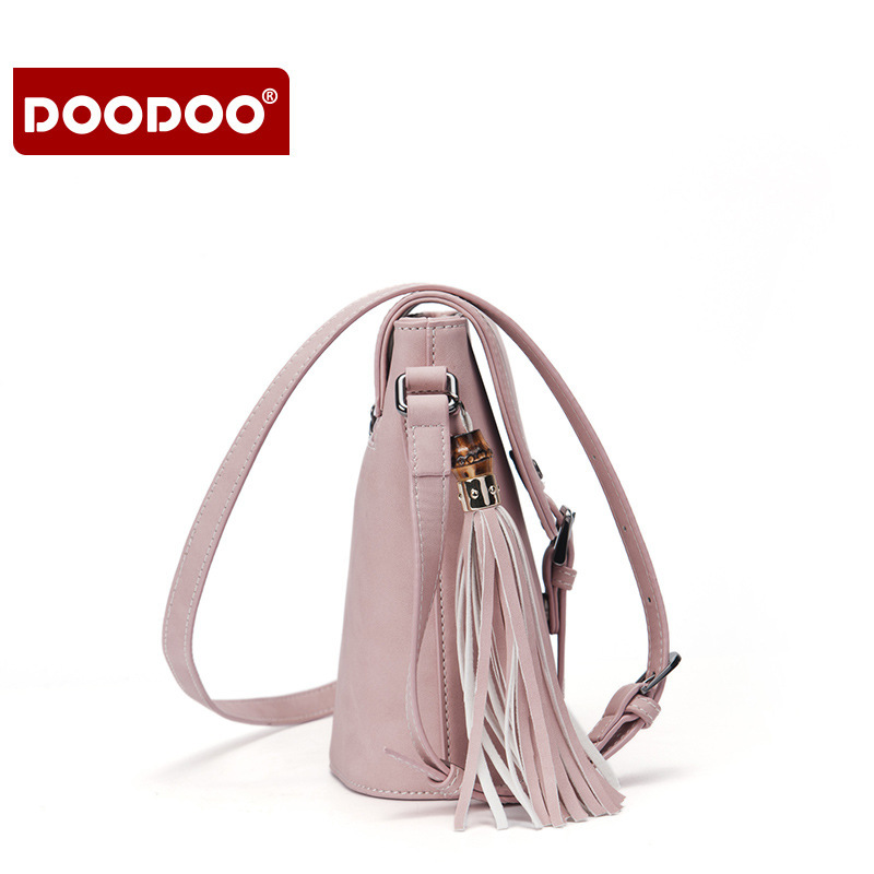 doodoo2017新款单肩斜挎女包韩版简约斜挎小包包潮流复古小水桶包