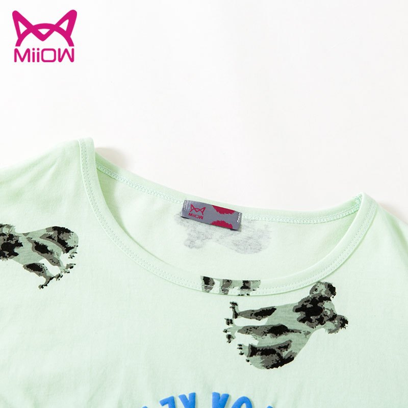 MiiOW/猫人睡衣女夏季棉质短袖短裤夏天甜美休闲家居服套装