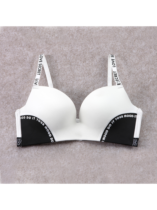 素肌棉文胸 素肌棉时尚运动风拼色英文字母无钢圈内衣【价格 图片