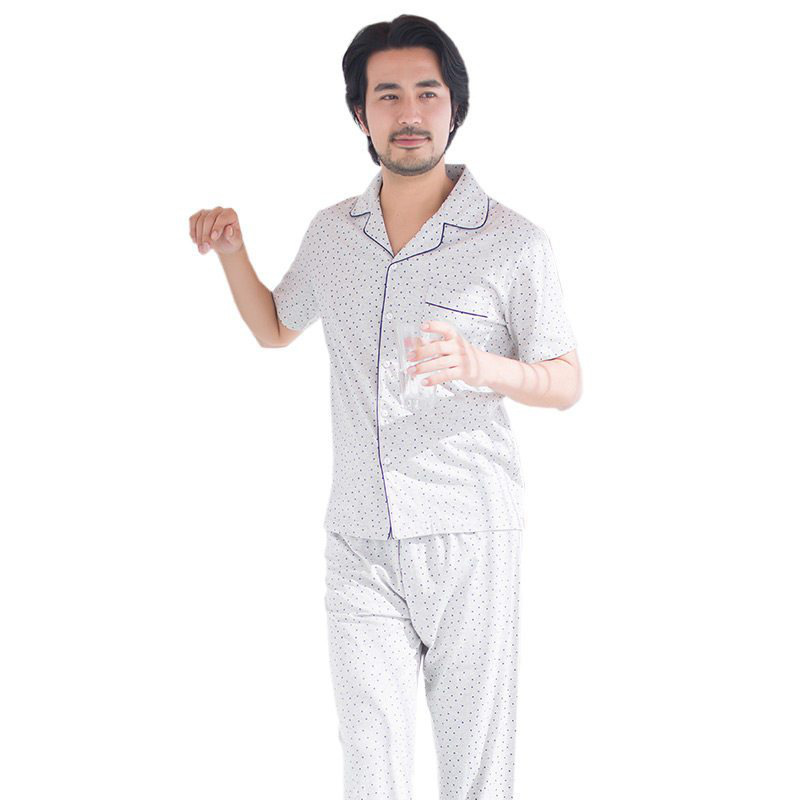 顶瓜瓜家居服男夏 纯棉简约韩版男士翻领短袖短裤睡衣两件套