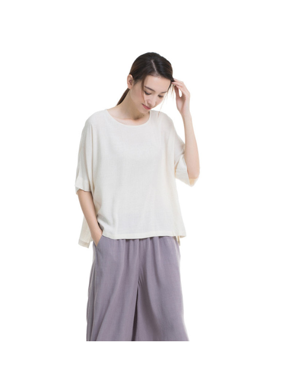 顶瓜瓜情侣睡衣套装夏亚麻透气纯色休闲家居服短袖长裤两件套