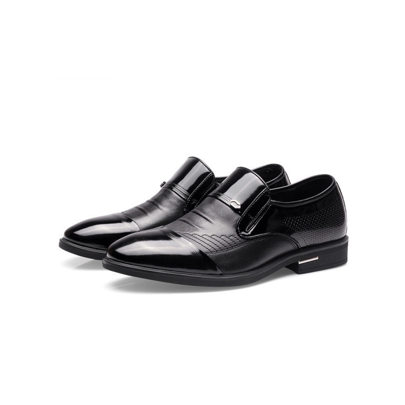 3515强人男鞋真皮透气商务正装男士皮鞋英伦套脚尖头漆皮鞋子男73da1