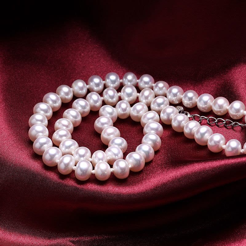 印象眸大颗饱满珍珠项链亮泽淡水珍珠项链 约8-9mm图片