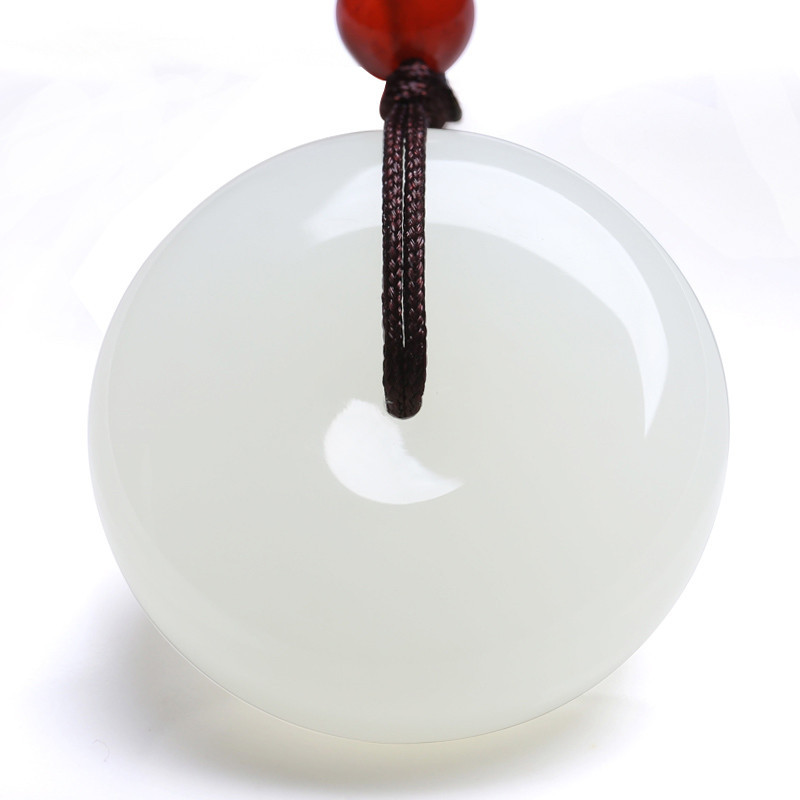 印象眸和田玉平安扣吊坠玉器玉石挂件附证书