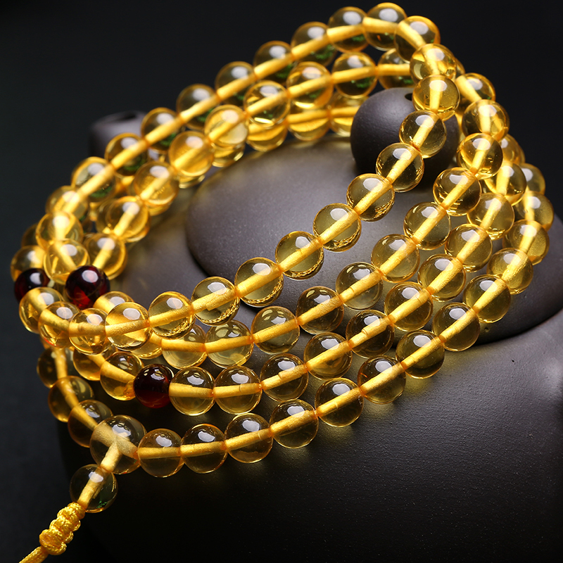 月印百川琥珀108颗手链金珀多层多圈圆珠手串男女款附证书