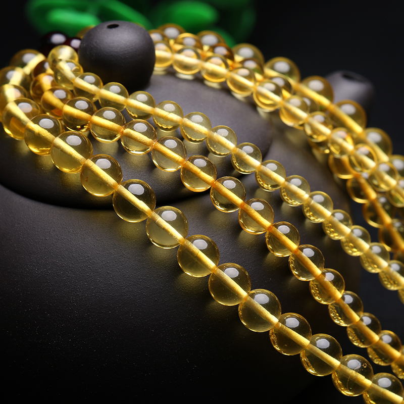 月印百川琥珀108颗手链金珀多层多圈圆珠手串男女款附证书