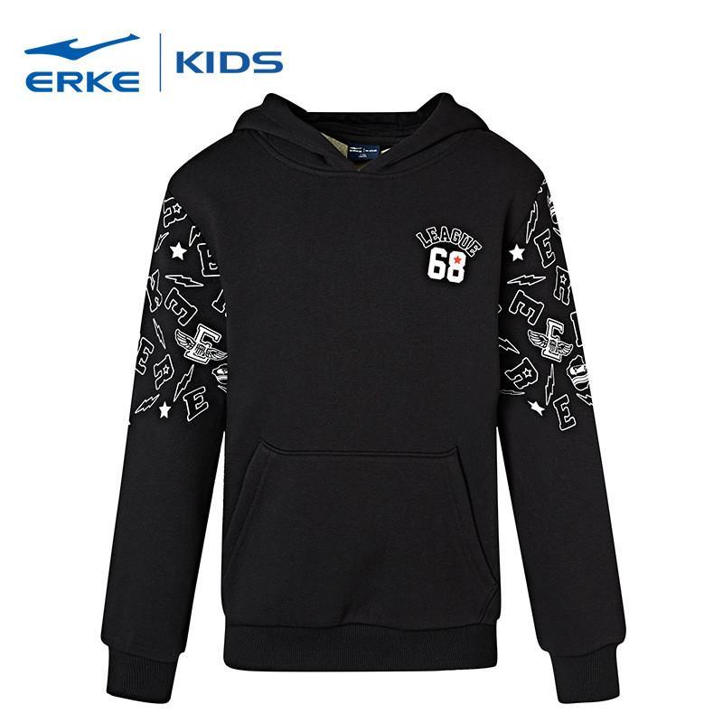erke鸿星尔克童装男童2017秋季新品加厚卫衣套头秋装儿童上衣连帽潮63217314015